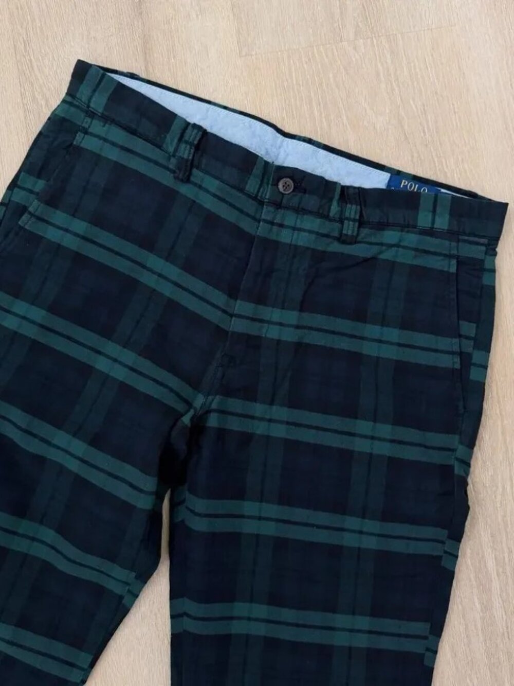 Polo Ralph Lauren Chino Pants Straight Fit Stretch Plaid Cotton Twill 34 x 32